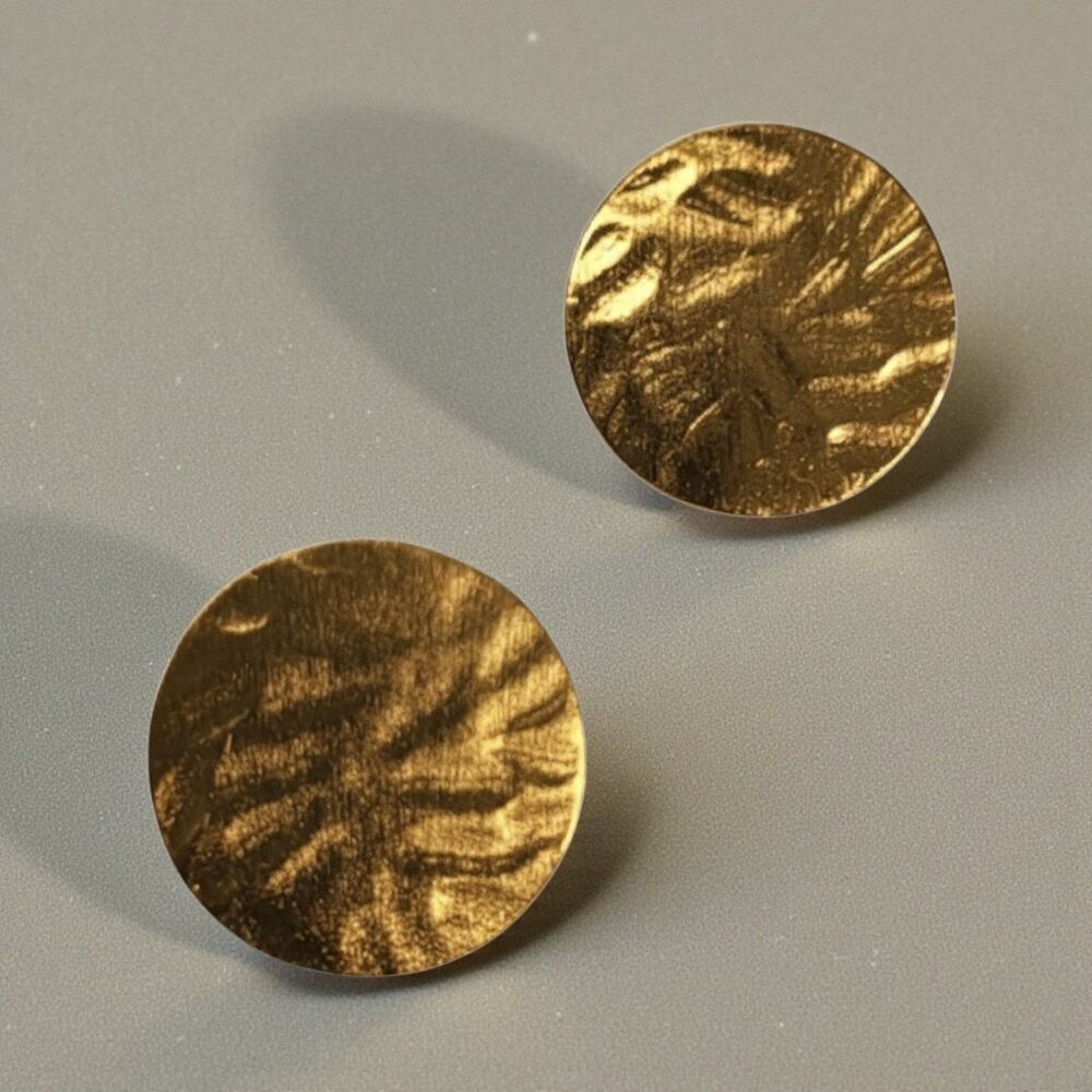 CHICO'S Hammered Gold Circle Stud Earrings / Pierced